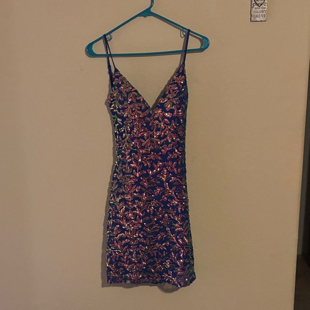 Elegant Sequin Dress - Blue and Pink Worn Once